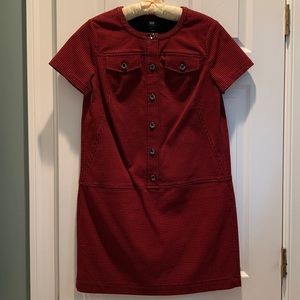 Worth red and black check shift dress